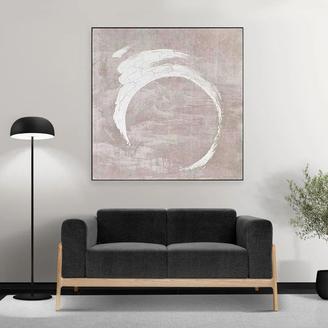Minimal textured canvas artwork in a refined contemporary interior
