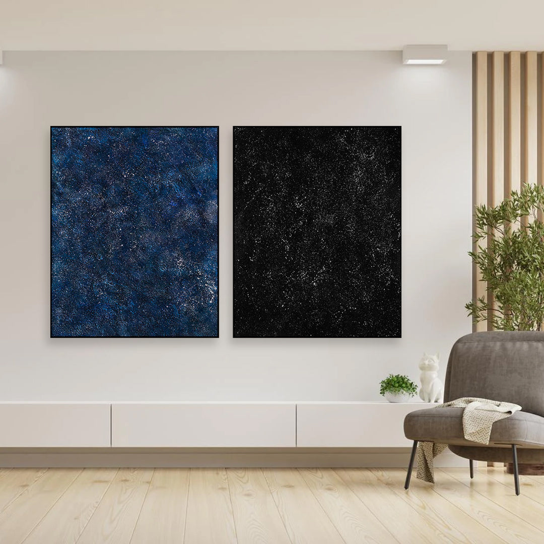 Close-up of layered texture across a neutral abstract painting