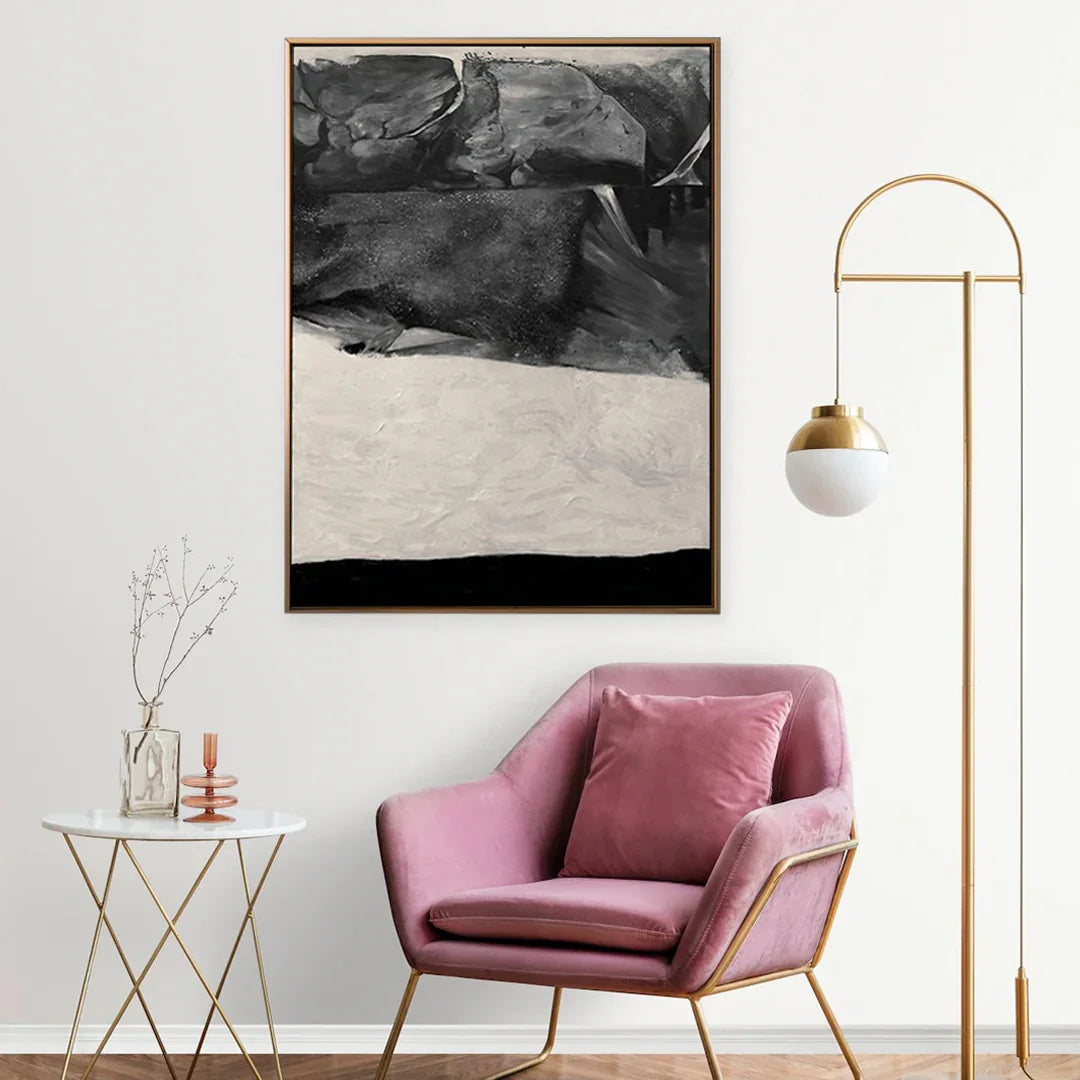 Soft layered texture visible across a neutral abstract canvas
