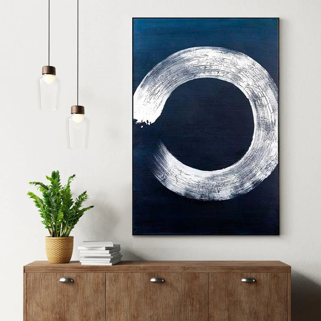 Original geometric textured painting with structured forms on canvas