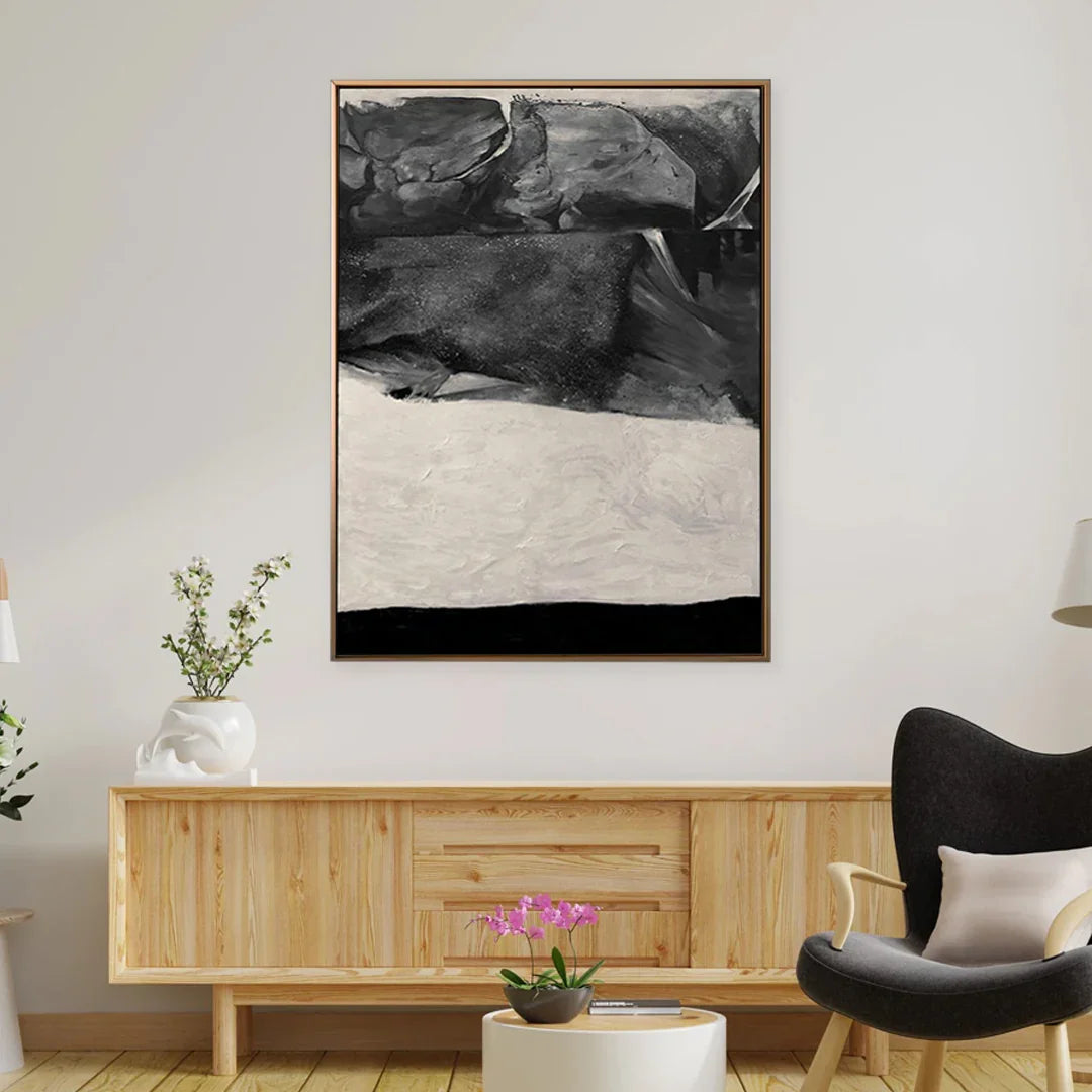 Original neutral abstract painting with softly textured canvas