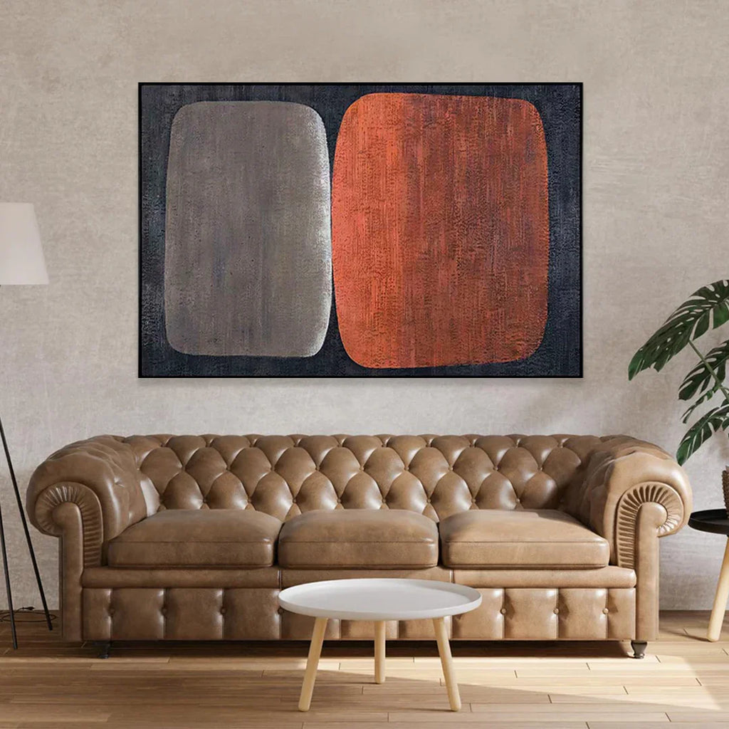 Original black and grey geometric textured painting